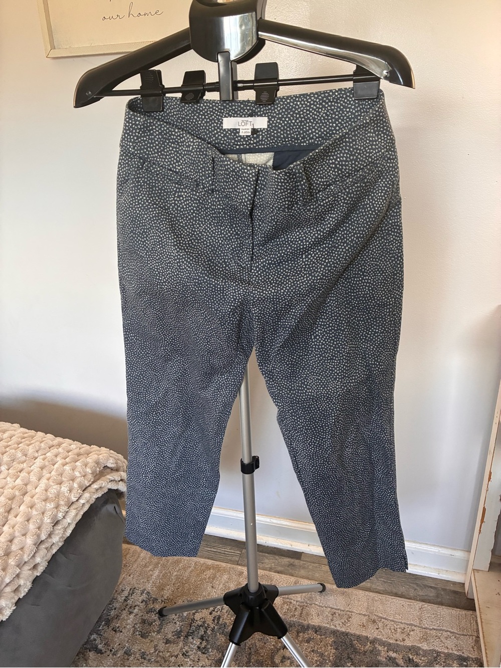 LOFT Navy Cropped Jeans with White Dot Print